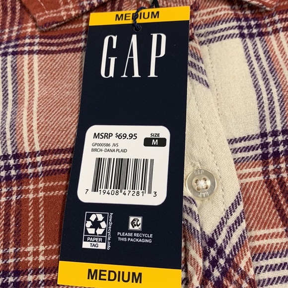 GAP Plaid Flannel Shirt (NWT) size M - Picture 4 of 4